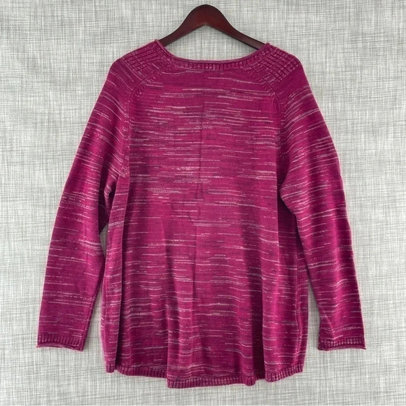 Eddie Bauer V neck pullover 3/4 button Sweater Women's 2XL 8685/b - Picture 2 of 9